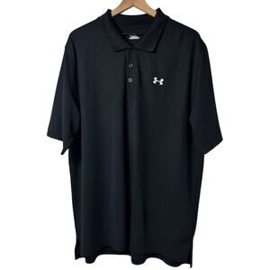 UNDER ARMOUR BLACK WHITE MEN POLO SHORT SLEEVE BUTTON UP SHIRT XXL